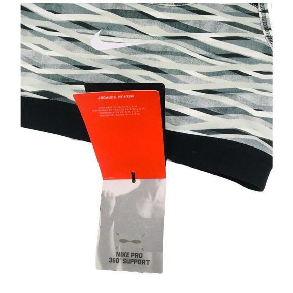 New Nike Pro Criss Cross Bra Top Dry Fit Workout Logo Athletic Geometric Gray S - Picture 9 of 16